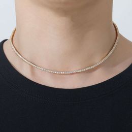 Brass 6/7/8/16/18/20 Inch Tennis Necklace Bracelet Pave Full Shiny 2 Mm Zircon Choker Chain Jewelry for Women