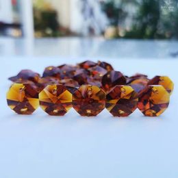 Chandelier Crystal 14mm Amber Octagon Prism Beads Suncatcher Parts Glass Hanging Pendant Decor Ornaments