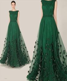Fashionable Zuhair Murad Evening Dresses 2019 Emerald Green Tulle Cap Sleeve Party Dresses Women Custom Formal Prom Dress Red Carp7045600