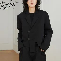 Women's Suits Tannt Women Blazer Asymmetry Black Short Chic And Elegant Woman Jacket Irregular Fashion Suit Coats 2024