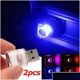 Car Badges Usb Ambient Light Mini Led Decorative Atmosphere Lamps For Interior Environment Computer Portable Plug Play Drop Delivery Dhoed