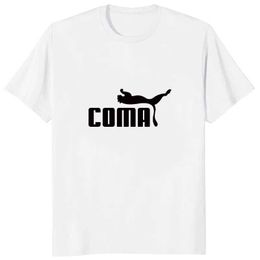 Men's T-Shirts Funny Coma Parody Print Graphic Mens T-shirts Short Slve Loose Casual Classic T-shirt Novelty Basic Y2k Harajuku Tshirts Y240509