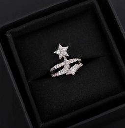 Brand Pure 925 Sterling Silver Jewellery For Women Star Rings CZ Diamond Rings Wedding Jewellery Engagement Branch Ring Luxury8836513