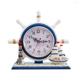 Table Clocks 1Pc Nautical Style Clock Creative Time Displayer Artistic Desk Room Arrangement For Home (Sailboat)