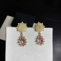 21 Brand Yellow Gold Colour Fashion Jewelery Woman Pearls Earrings Pink Party High Quality Water Drop Pearls Studing Jewelry1284318