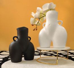 Tabletop Vase Body Art Bust Statue Ceramic Vases Crafts Figurines Resin Flower Arrangement Home Decoration Accessories1605742