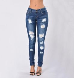 2017 New Fashion Ladies Denim Pants Stretch Womens Ripped Skinny High Waist Jeans Denim Jeans For Female5699796