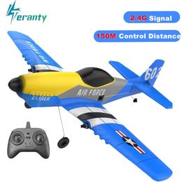 RC Glider Plane 24G Signal KF602 Remote Control Fighter Fixed Wingspan Outdoor Warbird Aeroplane Toys Gifts 240508