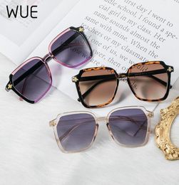 Sunglasses WUE Retro Ladies Plastic Brand Designer Bee Polygon Luxury Brown Leopard Print Female Gradient2268066