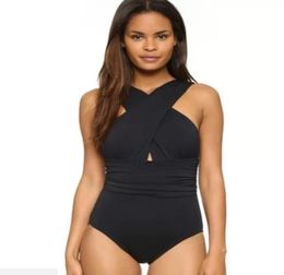 Ladies Sexy Cross Halter Women Swimwear One Piece Swimsuit Solid Bathing Suits Beach Wear 5382698