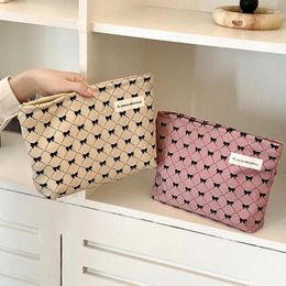 Cosmetic Bags Sweet Korean Fashion Make Up Case For Girl Black Pink Colour Bowknot Style Women Travel Portable Diaper Bag