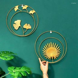 Decorative Figurines 28cm Wall Hanging Ornaments Home Decorations Golden Leaves Adornment Plant Hanger Wrought Iron Art Crafts