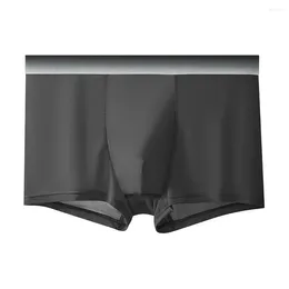 Underpants Men Daily Ice Silk Lightweight Middle Waist Underwear Shorts Solid Panties Boxers Briefs Seamless Men's Boxer Short