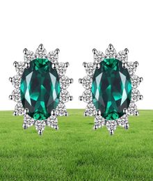 JewelryPalace Kate Middleton Simulated Green Emerald 925 Sterling Silver Stud Earrings Princess Gemstone Crown Earring 2110095426738
