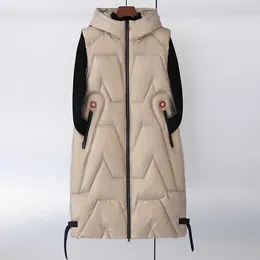 Women's Vests 2024 Winter Down Cotton Vest Jacket Women Korean Mid Long Sleeveless Parkas Warm Waistcoat Coat Female Casual Overcoat Ladies
