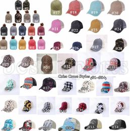 Ponytail Baseball Cap Party Supplies 65 Styles Washed Distressed Messy Buns Ponycaps Leopard Criss Cross Trucker Mesh Hats CYZ7884576