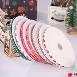Grosgrain ribbon 50Yards 10mm Christmas snowman snowflake print Gift Hair Bows Wedding Decorative Gift Box Wrapping DIY Crafts Party Decoration