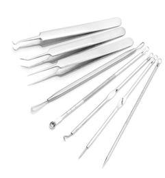 New 8Pcs Women Stainless Steel Blackhead Facial Acne Spot Pimple Remover Extractor Tool Comedone se252228478