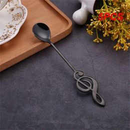 Spoons 5PCS Stainless Steel Musical Notes Coffee Spoon Stirring Cup Music Stick Ice Cream Kitchen Tool Accessories