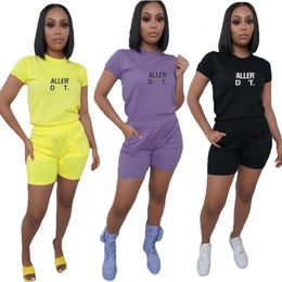 Summer Tracksuit Designer Women clothing letter prined womens legging fashion casual printing short-sleeved sports two-piece set sweatsuit