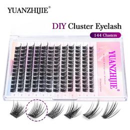 DIY 144 Cluster Lashes YUANZHIJIE free ship Segmented Beam Natural CD Curl Individual Mink Eyelashes Makeup Supplies at home 240423