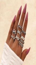 PcsSet Punk Chunky Link Star Flower Rings Set Geometric Personality For Women Men Jewlery Accessories Cluster1685240