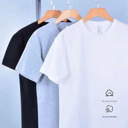 Men's T-Shirts Combed cotton mens T-shirt short sleeve simple solid Colour crew neck shirt loose casual high quality fashion mens wearL2405