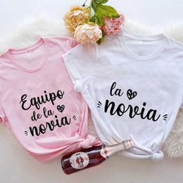 Men's T-Shirts Team Bride T-shirt Spanish Girl Bachelorette Party T Shirt Bridal Shower Tshirt Friends Bride Squad T Wedding Hen Party Tops T240506