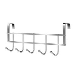 Hangers Racks Over The Door 5 Hooks Home Bathroom Organiser Rack Clothes Coat Hat Towel Hanger Stainless Steel Good LoadBearing7599116