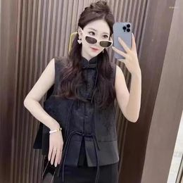 Women's Vests Spring Summer 2024 Chinese Style Tassels Splicing Ladies Vest Jacket Korean Version Retro Loose Female Sleeveless Horse Clip