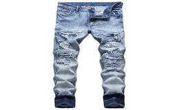Mens Designer Jeans Distressed Ripped Biker Slim Fit Motorcycle Biker Denim For Men s Top Quality Fashion Mans Pants pour hommes8964434