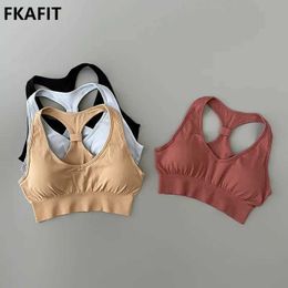 9GLU Active Underwear Sports Bra For Women Push Up Strappy Back Crop Tops Solid Wire Yoga Bra Top Padded Running Gym Workout Active Wear d240508