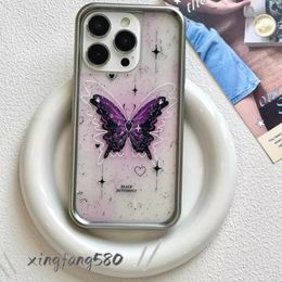 Sweet and spicy Y2K transparent purple butterfly suitable for Apple mobile phone case iPhone15promax new 14 13 girl 12 soft edge 11 fruit 15 double shell