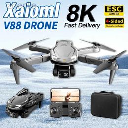 Drones New V88 Mini Drone 8k Professional 4K HD Camera 5G/Wifi Obstacle Avoidance for Aerial Photography Optical Flow Folding Four Helicopters d240509