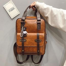 School Bags Brown Anti Waterproof Travel Theft For Students Vintage Girls Backpacks Backpack Women Laptop Big Teenage Leather