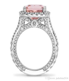 Choucong New Arrival Luxury Jewellery 925 Sterling Silver Cushion Shape Pink Sapphire CZ Diamond Wedding Band Ring for Wome1171152