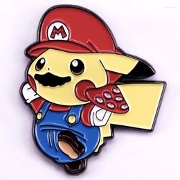 Brooches Cute Cartoon MariioXPikacchu Enamel Pin Video Game Brooch Gamer Gift Jewelry Decoration