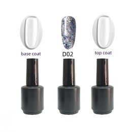 Glitter Gel+Base coat+Top coat 15 ml 3 pieces per set Long lasting Varnish gel polish