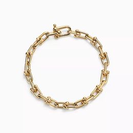 High 925 silver Jewellery men bracelets u shape chunky chain gold rose silver Colour charm bracelet for women unisex punk link hip hop 17c 251t