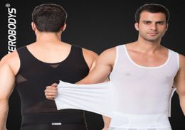 Powerful Mens Body Shaper High Powernet Vest M L XL Black White Body Girdles Men Waist Cincher Shape Wear1819395