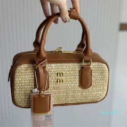 Bowling Straw Bag Totebag Cross Body Designers Woman Summer Beach Bag Woven Leather Briefcase Weekend Travel Bag Large Capacity Shoulder