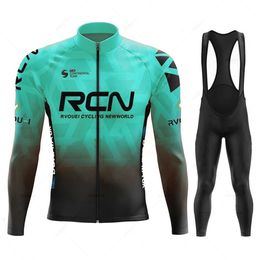 Rcn Autumn Cycling Jersey Bib Pants Set Ropa Ciclismo Bicycle MTB Clothing Road Bike Suit Men Long Sleeve Bicicleta 240426