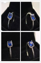 2017 New 100% 925 Sterling Silver European Jewelry Timeless Elegance Ring with True Blue Crystal & Cz Fashion Charm Ring3760960