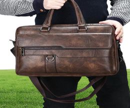 PUIMENTIUA Retro Men Solid Colour Bag Faux Leather Briefcase Large Capacity Shoulder Bag Large Casual Business Laptop Briefcase8475301