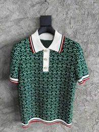 Men's Polos Vintage Jacquard Sweater Short sleeve Pearl Buttons Loose Polo Shirt Men Women Q240508