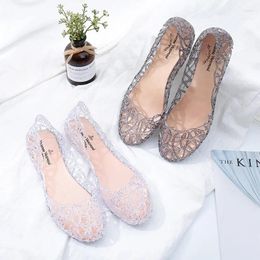 Casual Shoes Women Sandals Summer Hollow Breathable Fashion Round Toe Crystal Jelly Nest Slippers