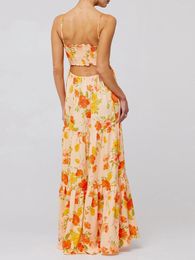 Casual Dresses DeuYeng Women S Spaghetti Strap Long Dress Sleeveless Sexy Backless Cocktail Wedding Floral Maxi