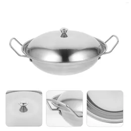 Pans Pot Stove With Lid Cooking Pan Stainless Steel Stir Fry Frying Outdoor Non Stick Chinese Noodles Wok Camping Stew