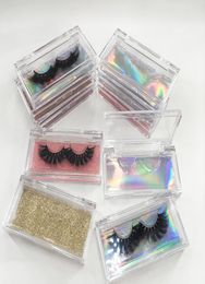 Empty Custom Eyelash Packaging Box Holographic Lash Case for 3D 5D Strip Mink Lashes Acrylic Clear Case5228981