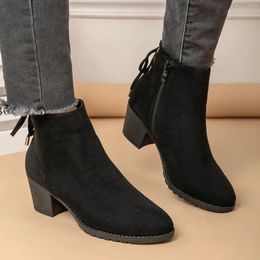 Boots Women Round Head Suede Shoes After The Strap Classic Models Comfortable Elegant Ankle Short Botas Mujer